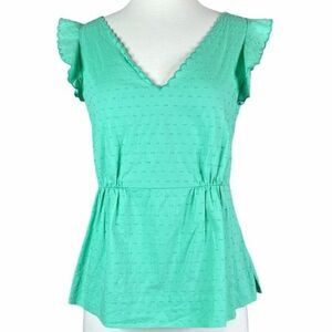 J. Crew V Neck Peplum Top In Swiss Dot